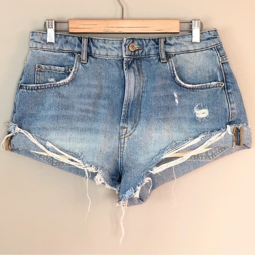 ZARA cut off jean shorts Daisy Dukes super short rips 10